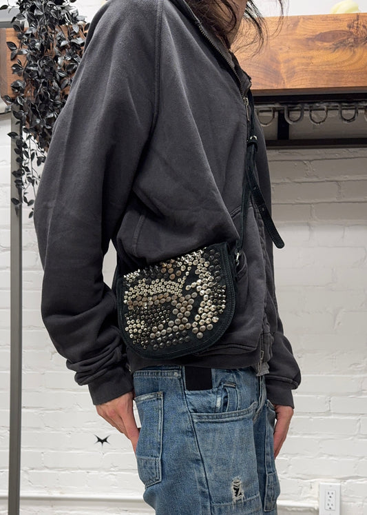 SS2010 Balmain by Christophe Decarnin Studded Suede Crossbody Bag