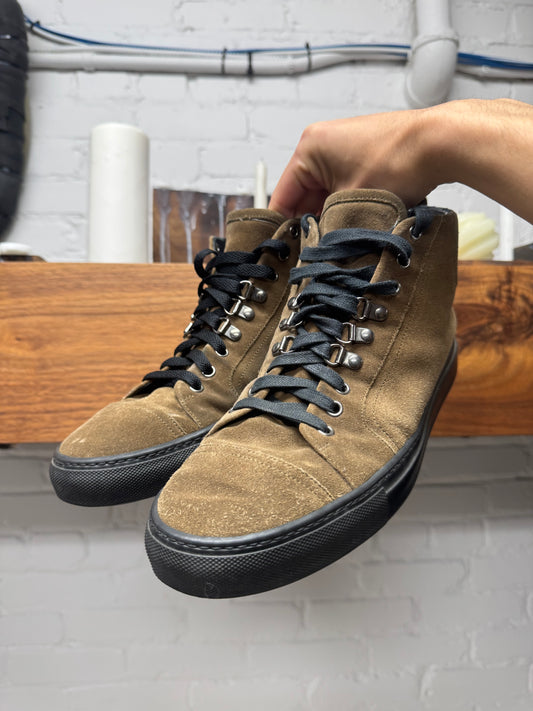 Balenciaga ‘Arena’ Brown/Black Quilted Suede High Top Sneakers