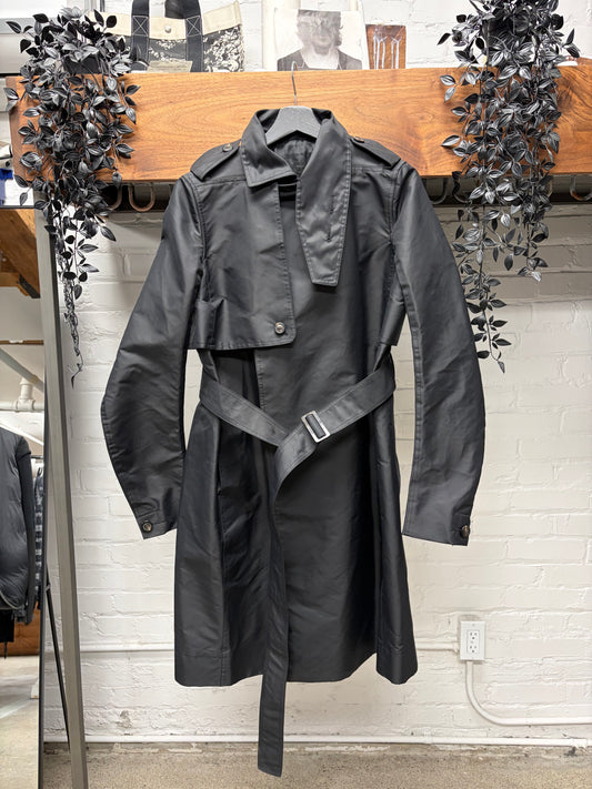 SS2017 Rick Owens ‘Glitter’ Nylon High-Collar Belted Trench Coat