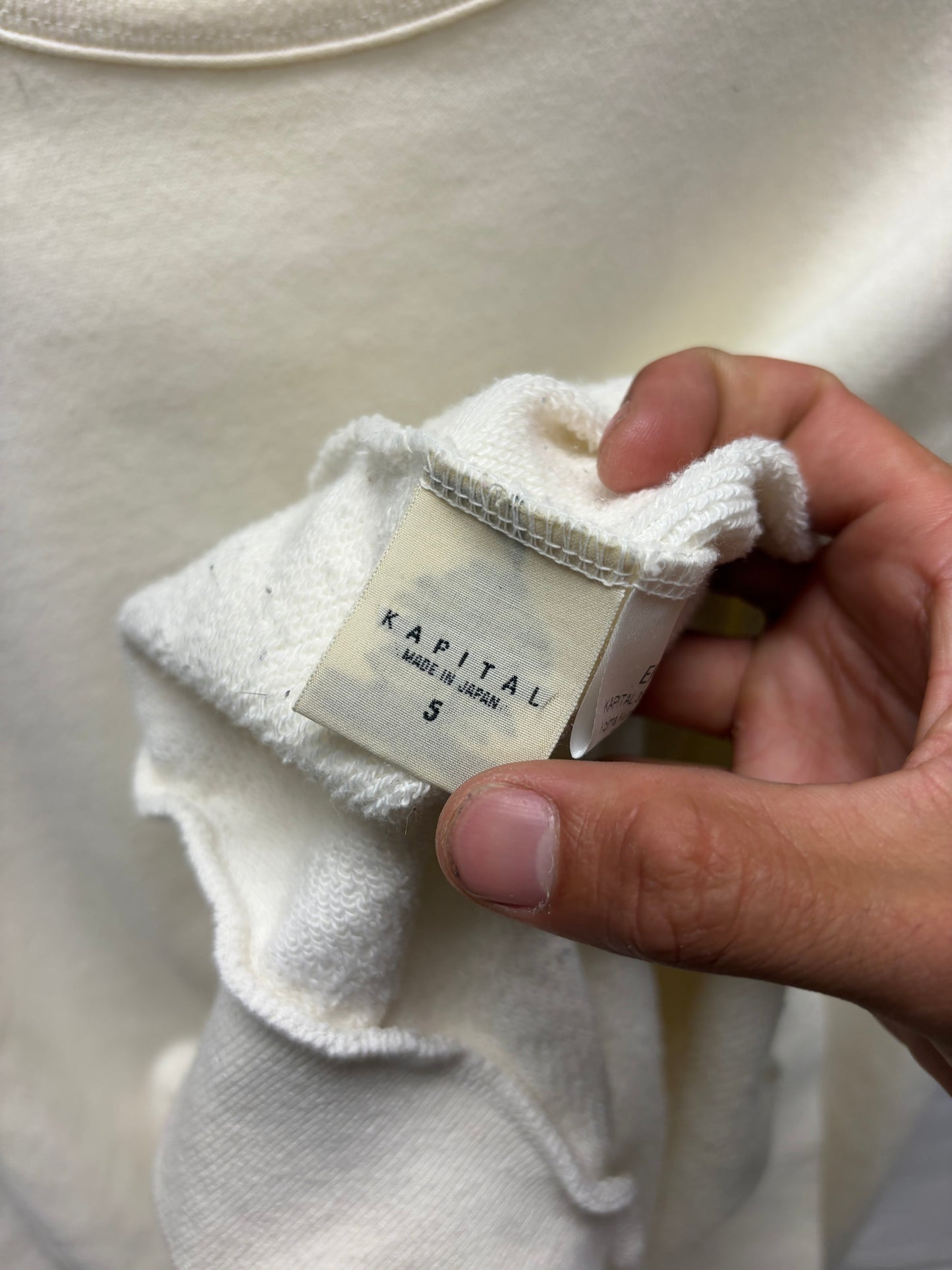 Kapital ‘Smiley’ Cream White Elbow Patch Sweatshirt