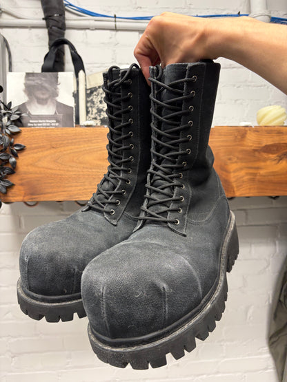 Balenciaga Canvas ‘Stomper’ Oversized Black Combat Boots