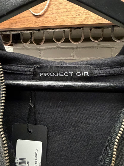 Project GR Waffle/Thermal Layered Black ‘Gimp’ Zip Up Hoodie