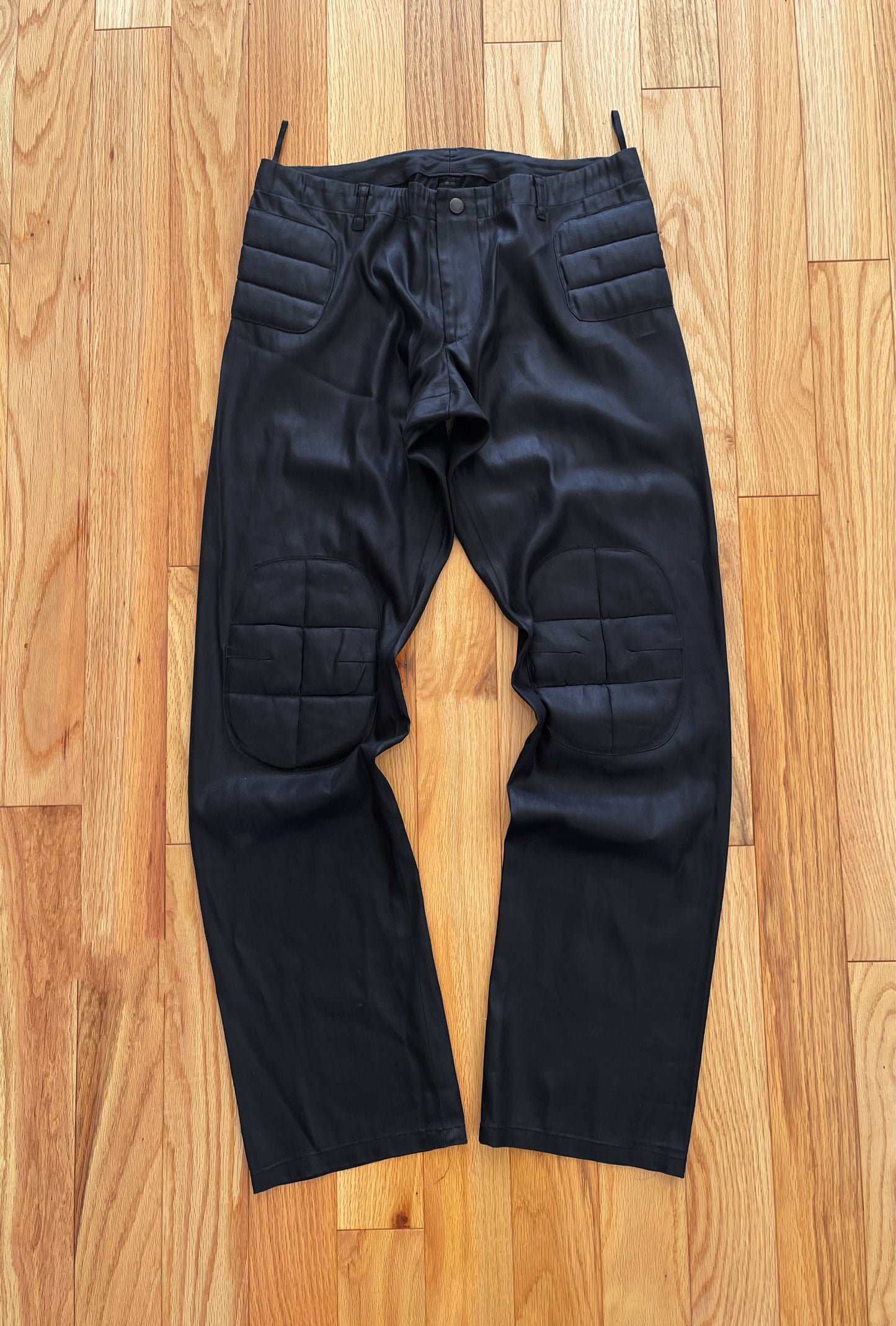 2000s Jean Paul Gaultier Homme Padded Silk Biker Trousers