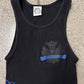 Chrome Hearts Blue Plus Cross Ribbed Black Tank Top