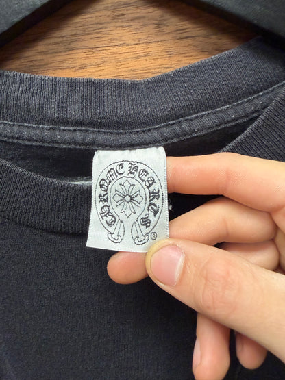 Vintage Chrome Hearts ‘Foti Wings’ Gold Skull Logo Black Graphic T-Shirt