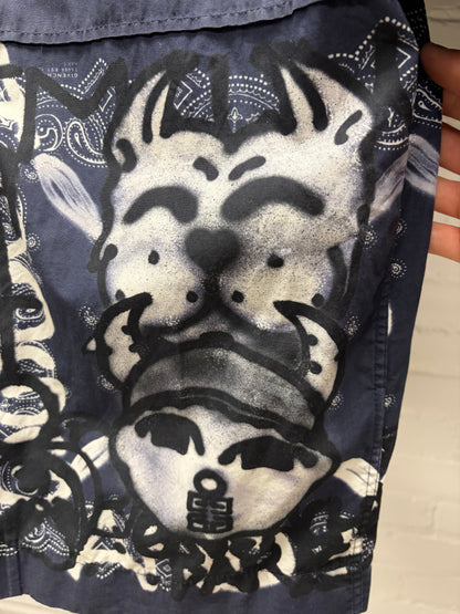 SS2022 Resort Givenchy x Chito Airbrushed Black/Blue Paisley Button Snap Shirt