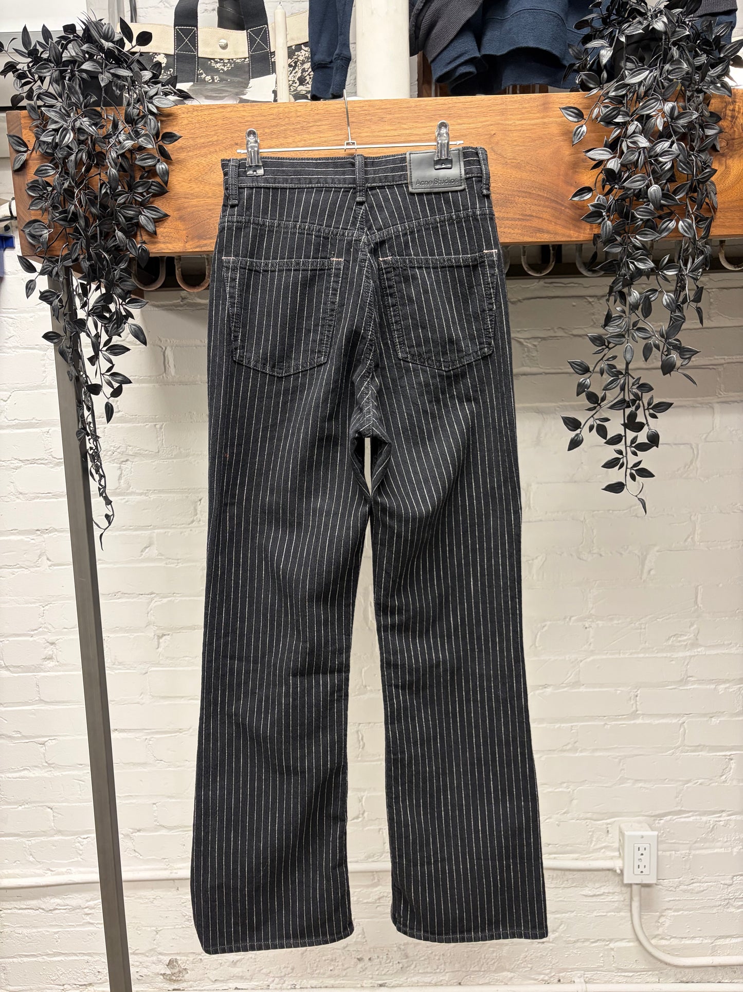 Acne Studios Pinstripe Black/White Flared Leg Denim