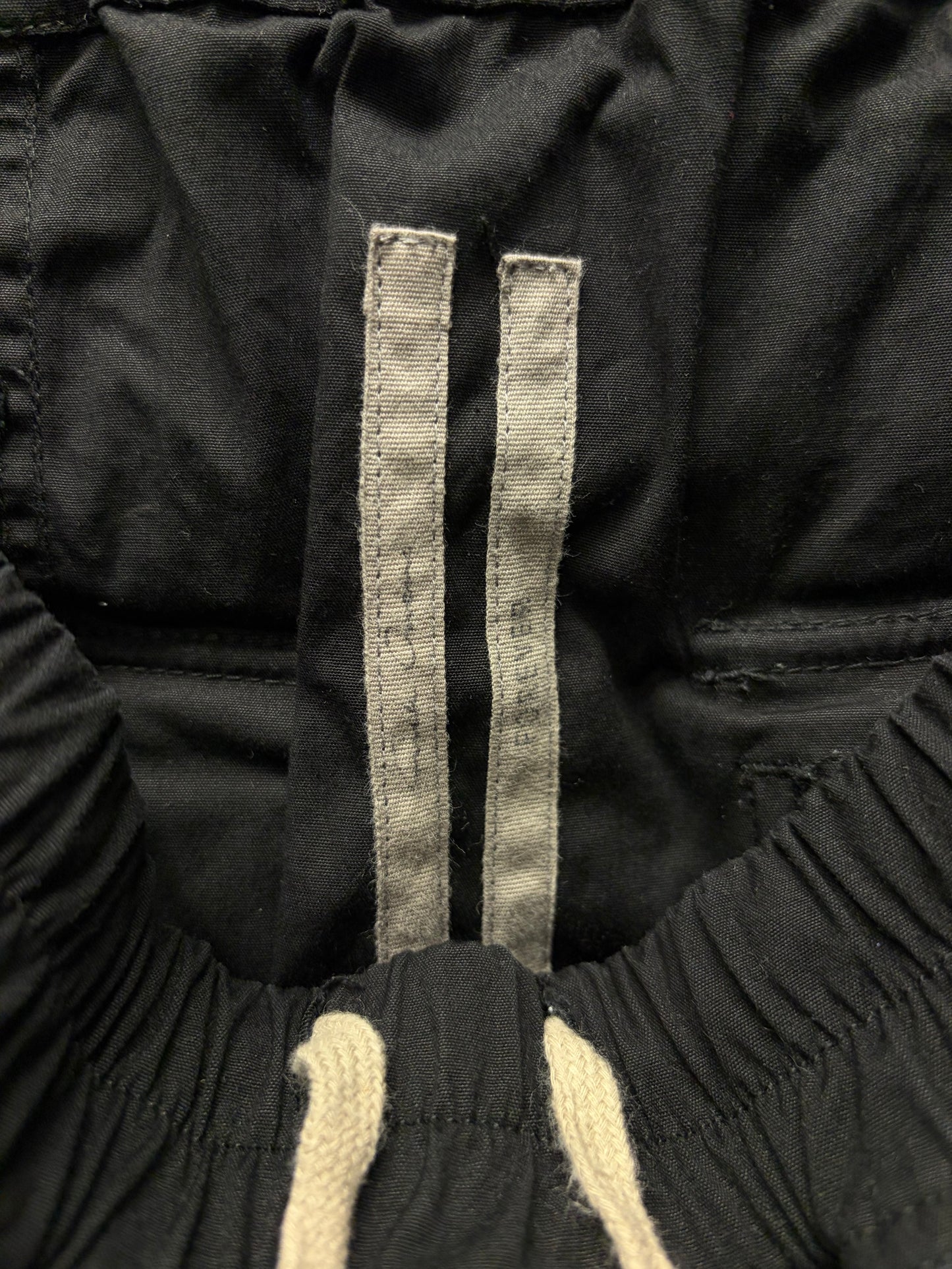 Rick Owens ‘Forever’ Mainline Drop Crotch Black Drawstring ‘Pod’ Shorts