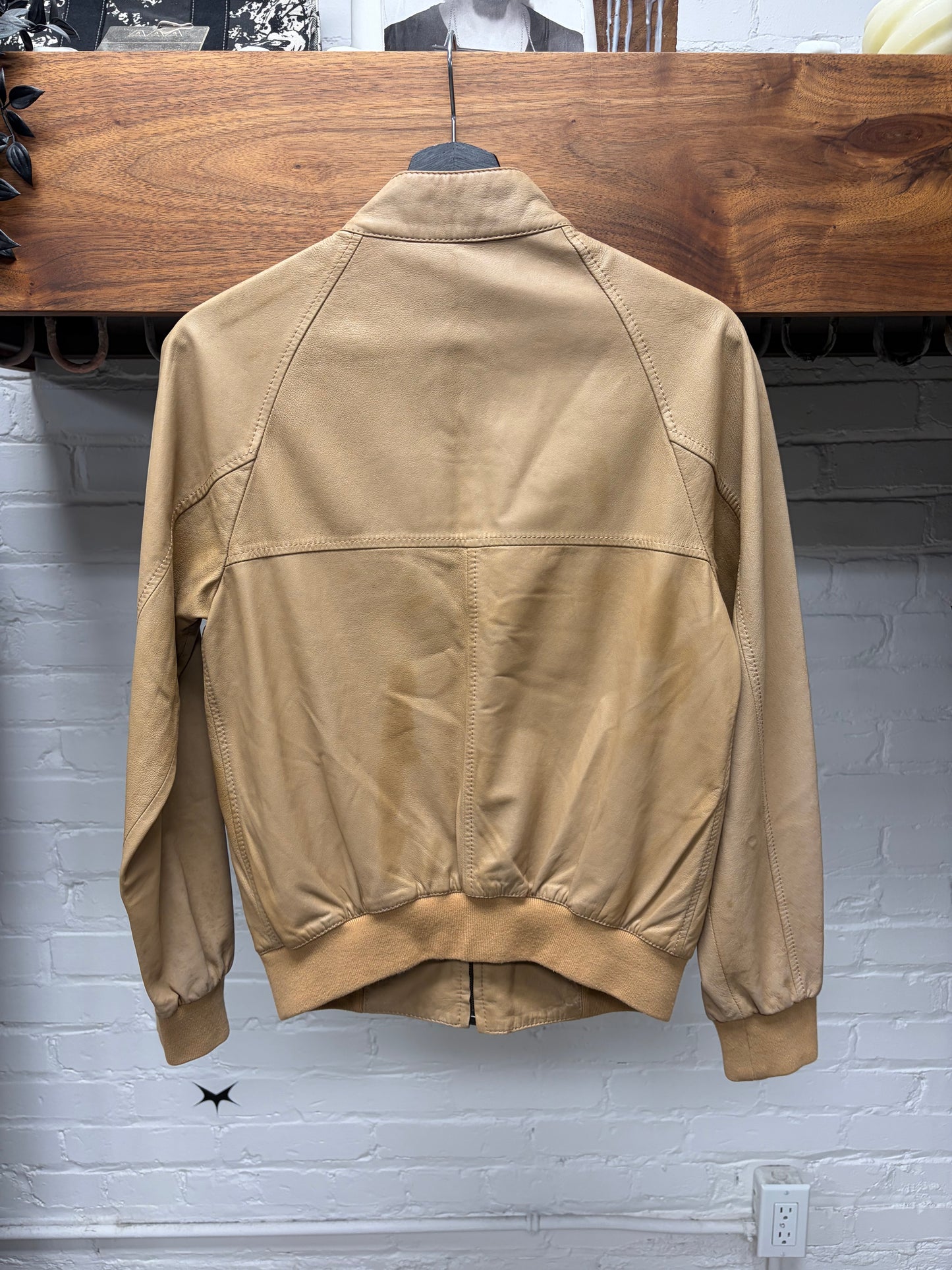 Prada Caramel Brown Lambskin Leather Moto Jacket