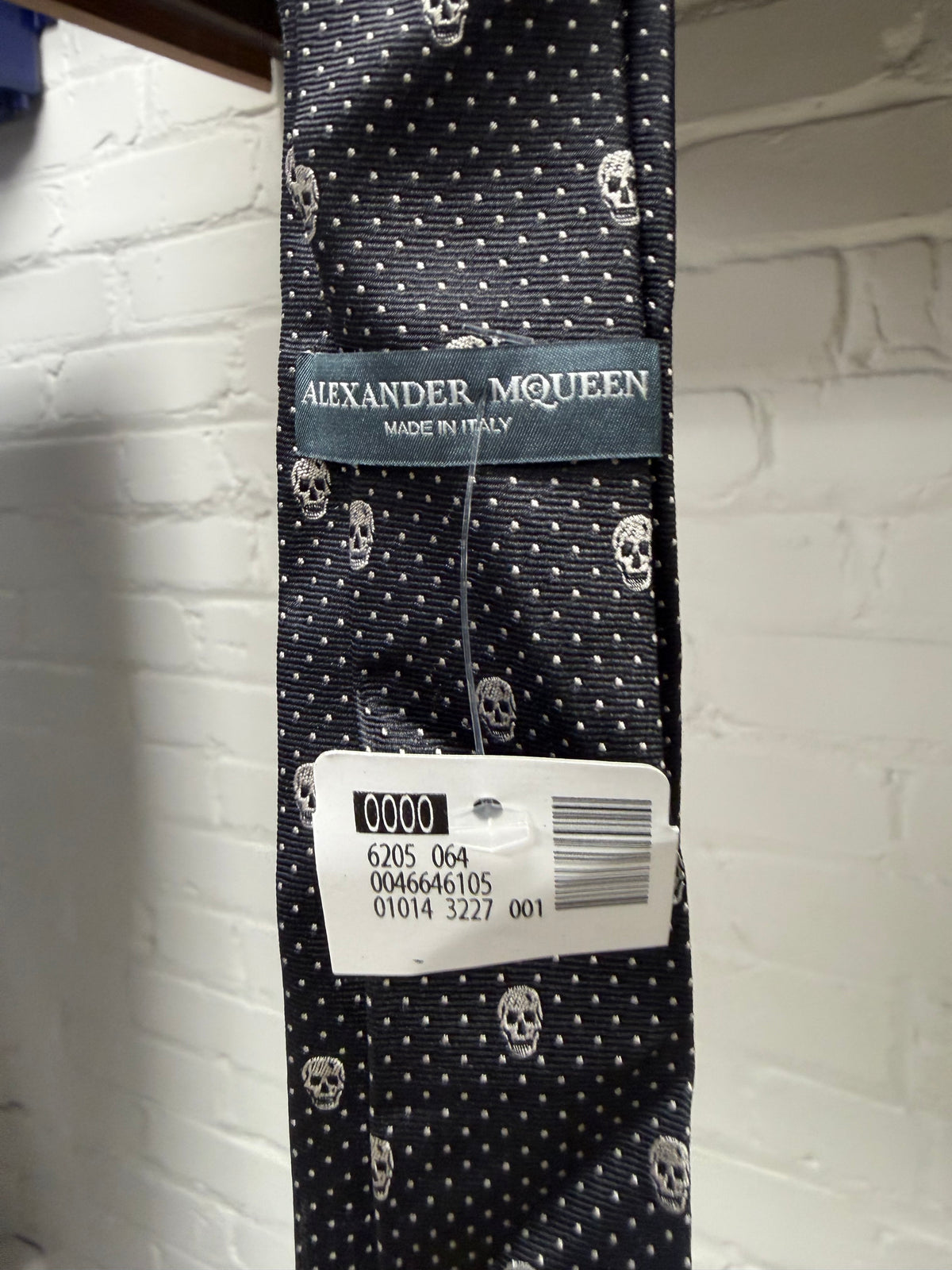 Alexander McQueen ‘Skull Pattern’ Polka Dot Black Skinny Tie
