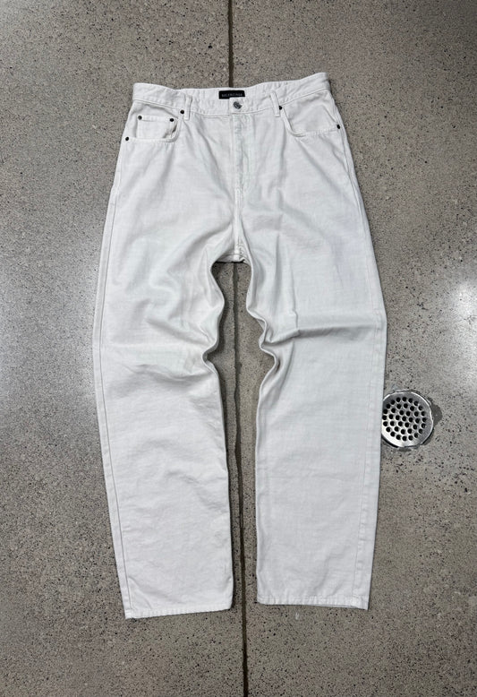 2022 Balenciaga White 5 Pocket Baggy Jeans