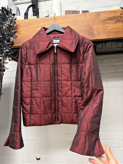 Chanel Identification Quilted Red Collared Jacket