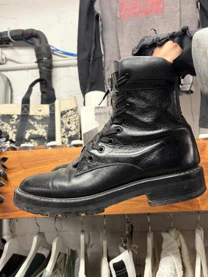 Saint Laurent ‘William’ Double Lace Up Patent Leather Combat Boots