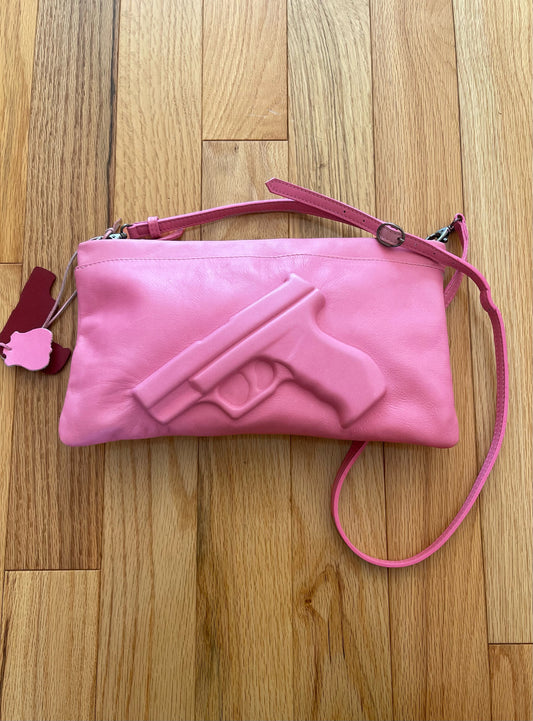 Vlieger & Vandam Pink Leather ‘Gun’ Guardian Angel Crossbody Bag.