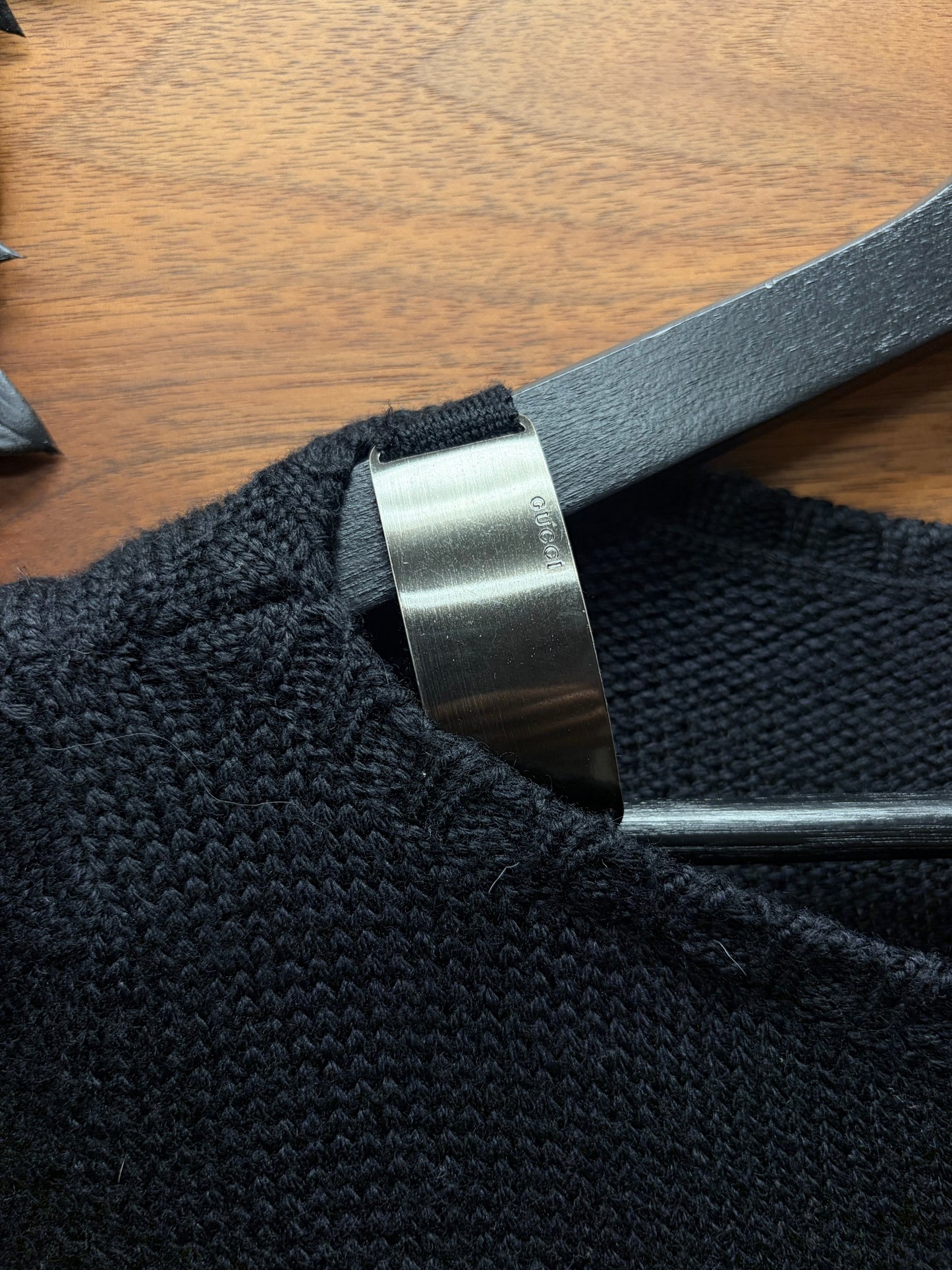 AW1997 Gucci Boat Neck Sweater with Silver Plating Detail