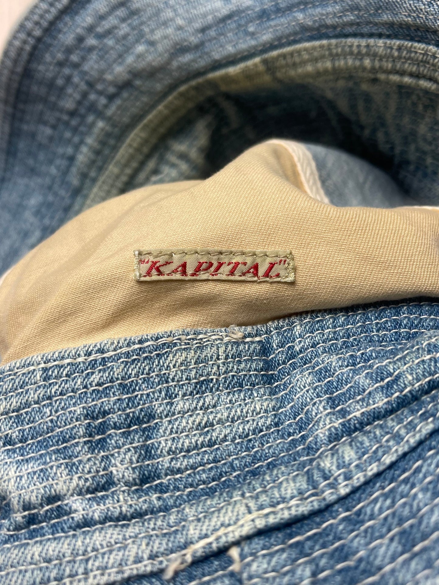 Kapital Old Man & The Sea Light Wash Denim Bucket Hat