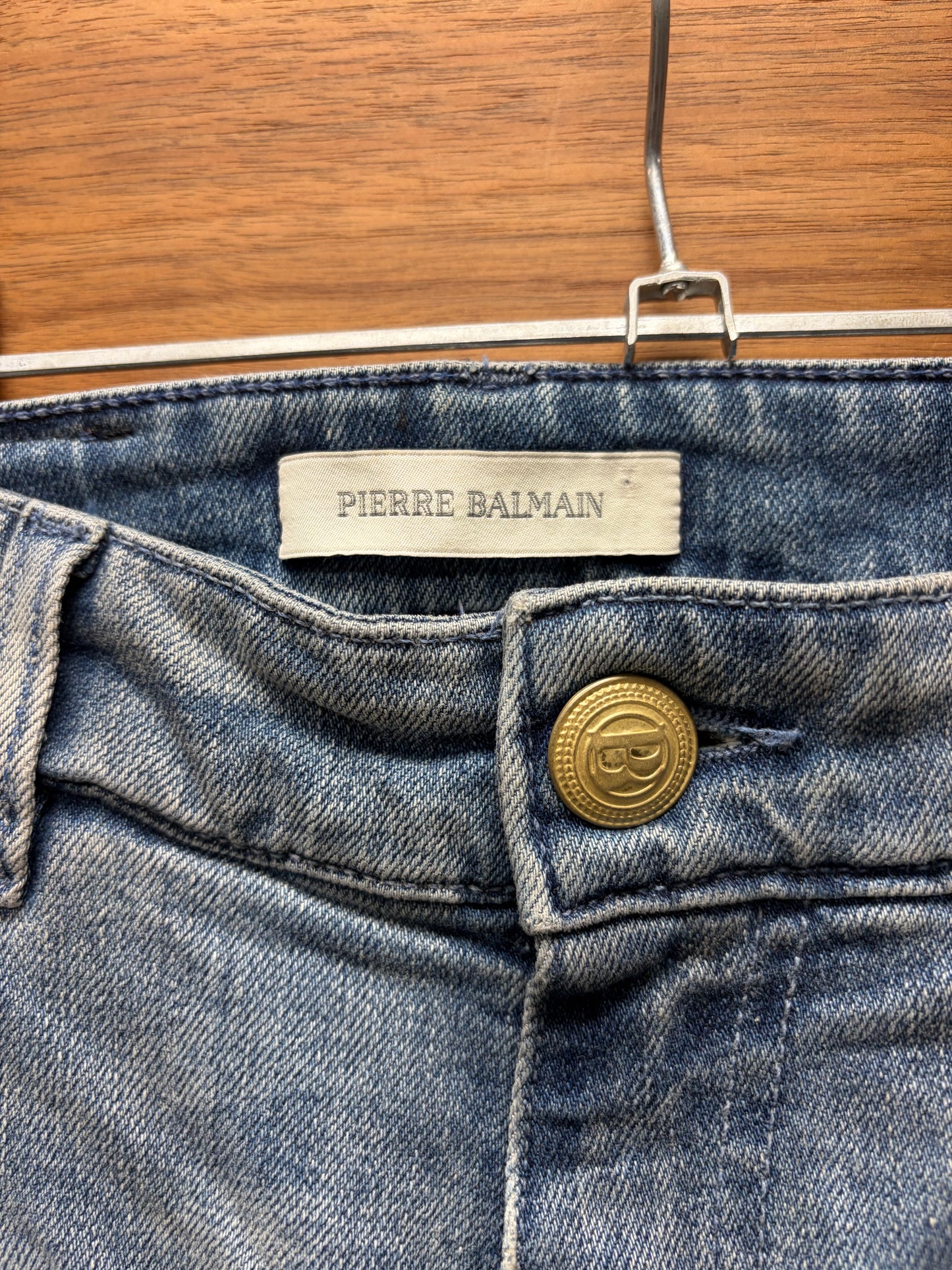Pierre Balmain Blue ‘Biker Knee’ Skinny Cut Moto Denim