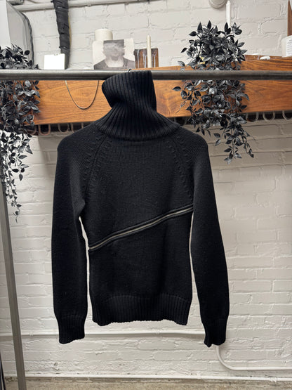 AW2003 Dolce & Gabbana ‘Spiral Zip’ Black Ribbed High Neck Sweater
