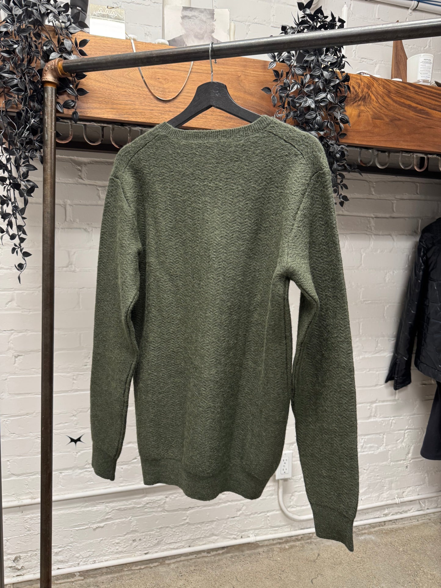 Dior Homme ‘Dark Green’ Alpaca Wool V-Neck Sweater