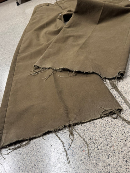 Rick Owens Mainline ‘Bela’ Heavy Wool ‘Bean’ Brown Wide Leg Pants