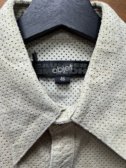 Vintage Jean Paul Gaultier Homme ‘Objet’ Perforated Leather Button Up Shirt