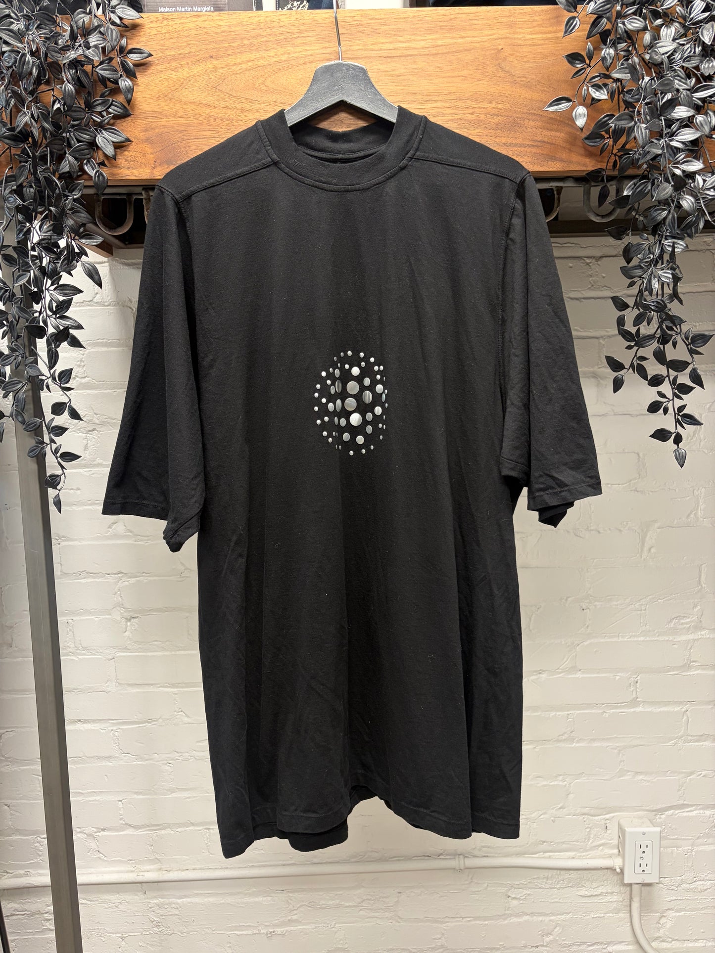 AW2024 Rick Owens ‘Porterville’ Jumbo ‘Metal Orb’ Black Oversized T-Shirt