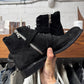 Balmain ‘Double Buckle’ Black Suede Combat Boots