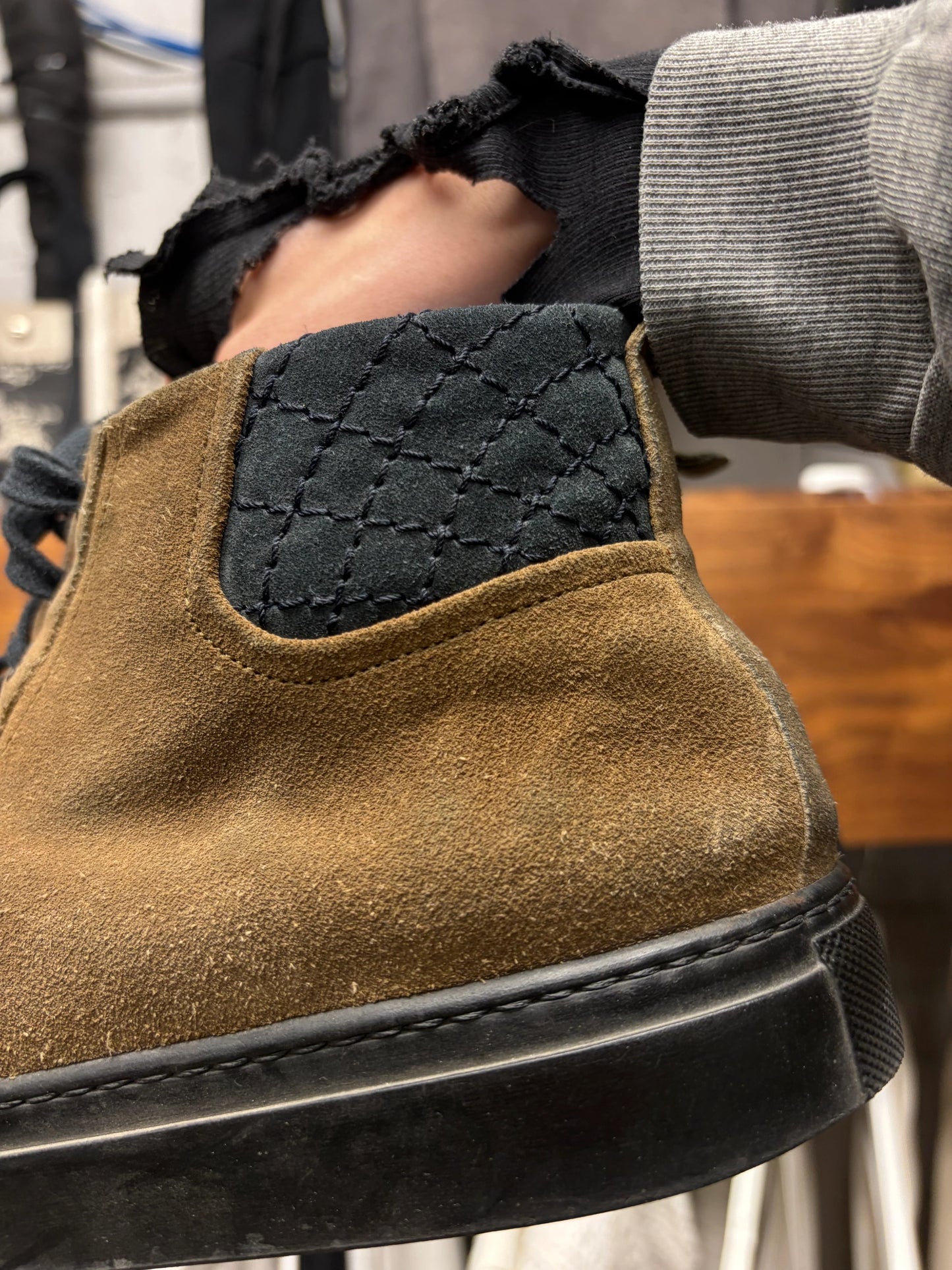 Balenciaga ‘Arena’ Brown/Black Quilted Suede High Top Sneakers