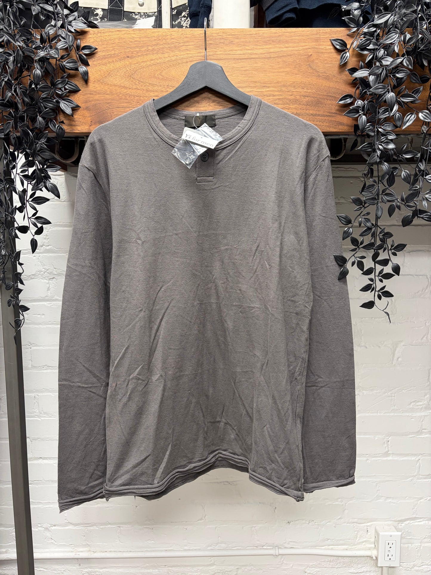 Yohji Yamamoto ‘Y’s For Men’ Brown Cotton Henley Long Sleeve Shirt