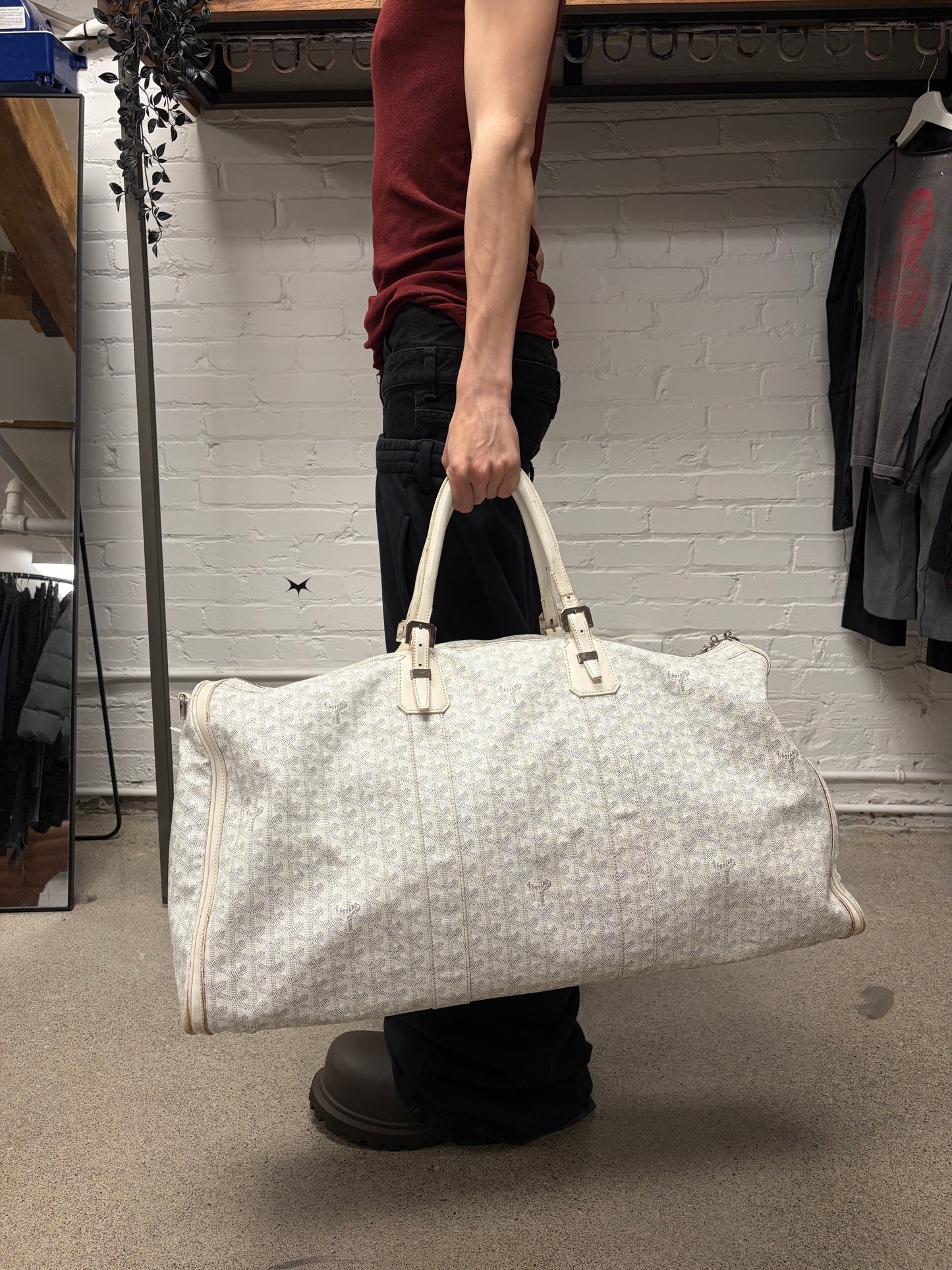 Goyard White Leather ‘Goyardine’ 62 Extra Large Duffle Bag