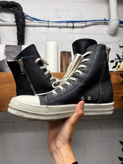 Rick Owens Dark Grey/Milk ‘Ramones’ High Top Sneakers