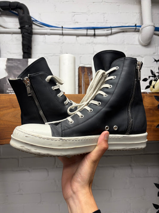 Rick Owens Dark Grey/Milk ‘Ramones’ High Top Sneakers