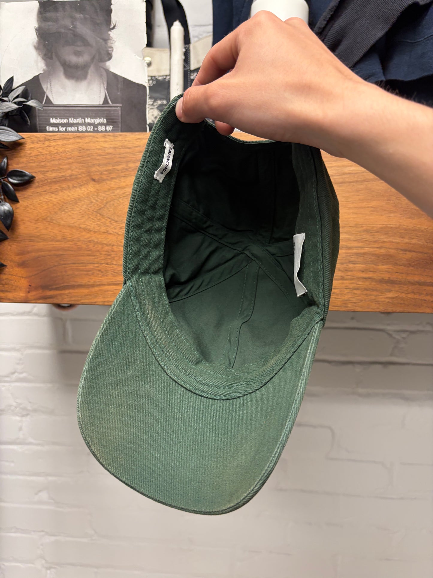Balenciaga Green Embroidered ‘Brim Logo’ Baseball Hat
