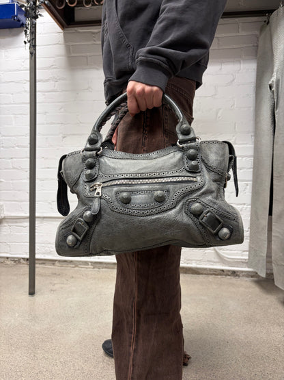 Balenciaga Anthracite/Silver Hardware Lambskin Leather ‘Giant’ City Bag