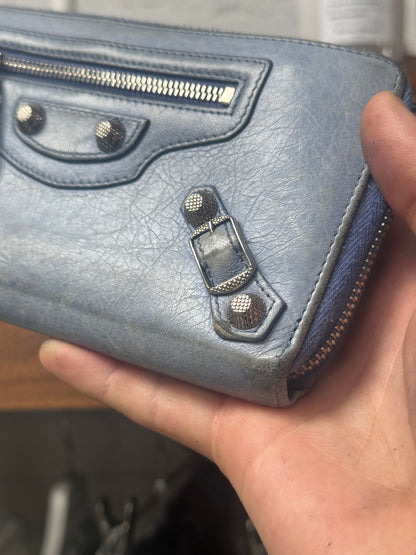Balenciaga ‘Tour’ Baby Blue Leather Wallet