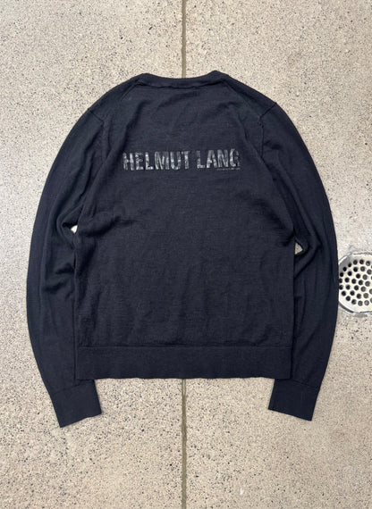 Helmut Lang Black Wool Logo Sweater