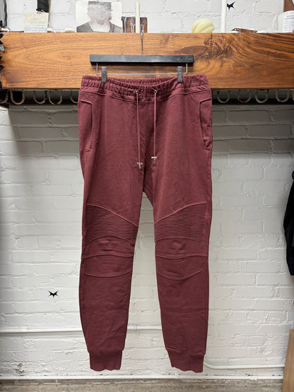 Balmain Oxblood Red Biker Sweatpants