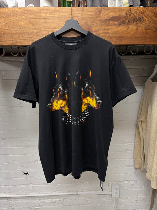 AW2013 Givenchy by Ricardo Tisci ‘Double Doberman’ Black Graphic T-Shirt