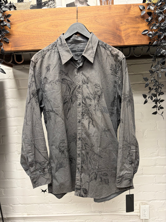 Vintage Gucci ‘Botanical’ Patterned Mute Grey/Purple Button Up Shirt