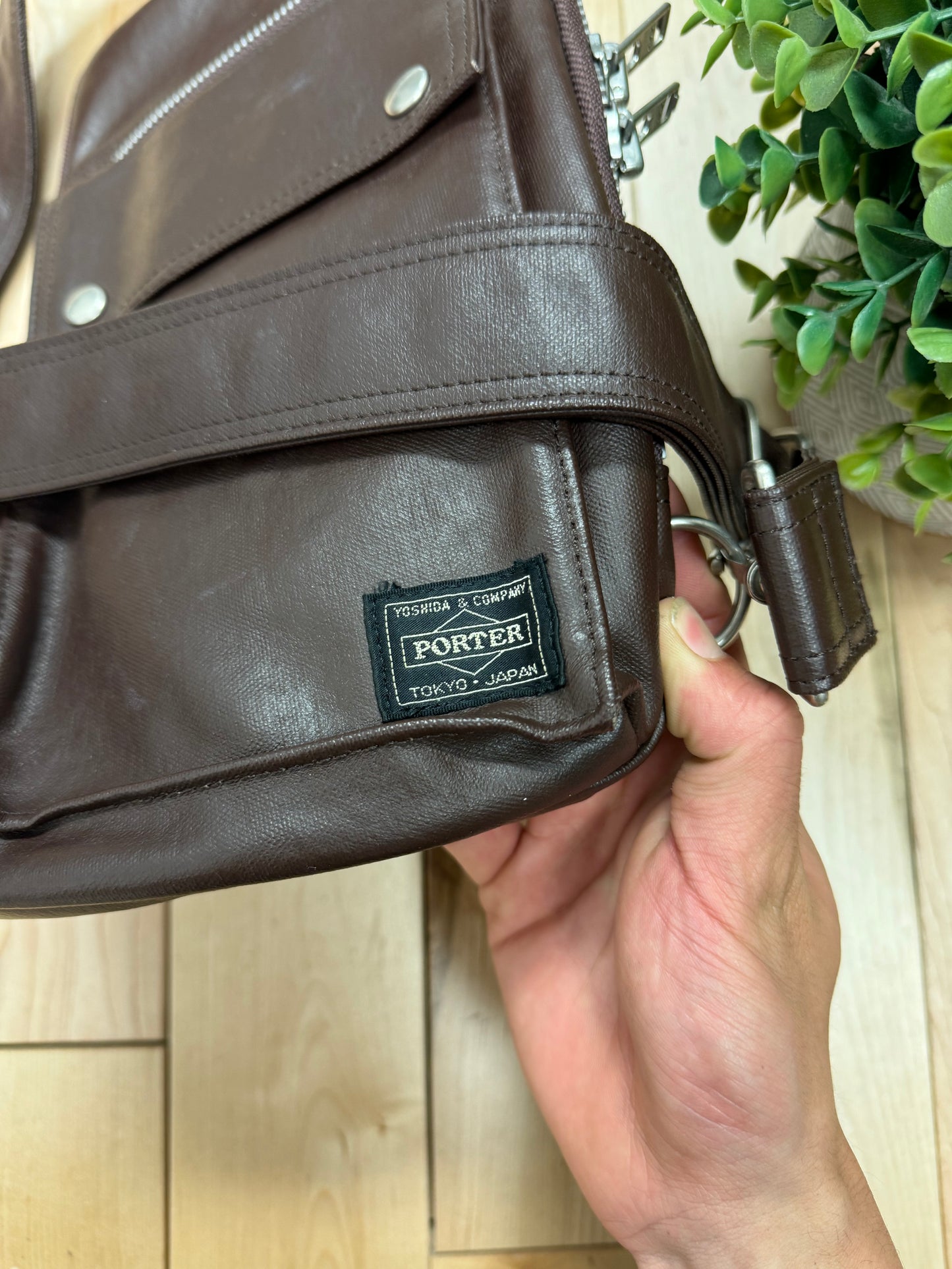 Porter ‘Freesling’ Brown Leather Shoulder Bag