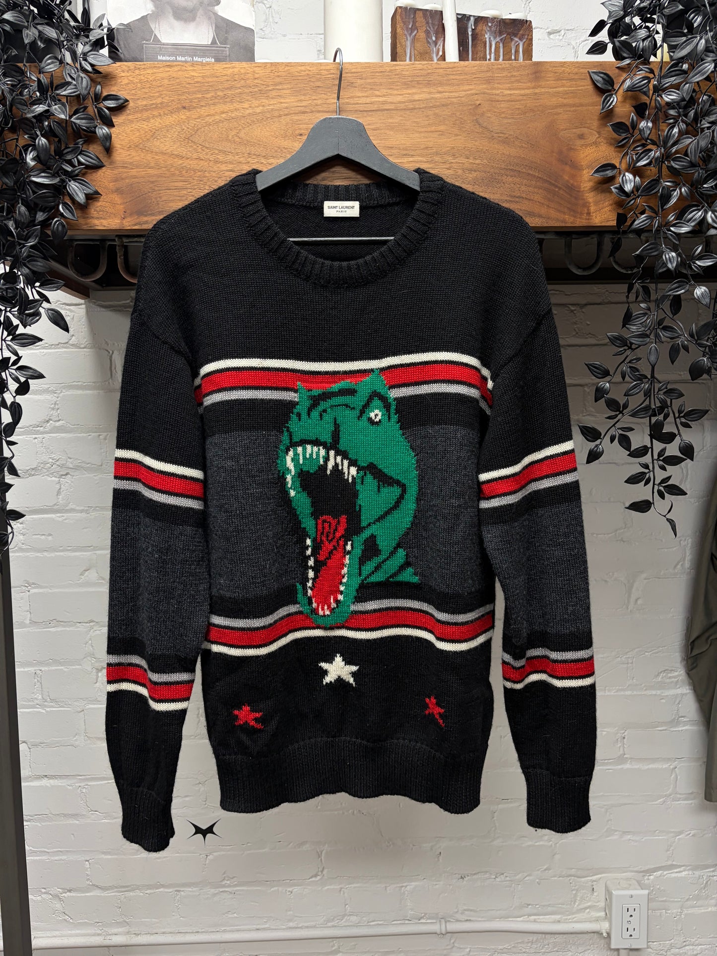 SS2016 Saint Laurent by Hedi Slimane ‘Surf Sound’ T-Rex Knit Sweater