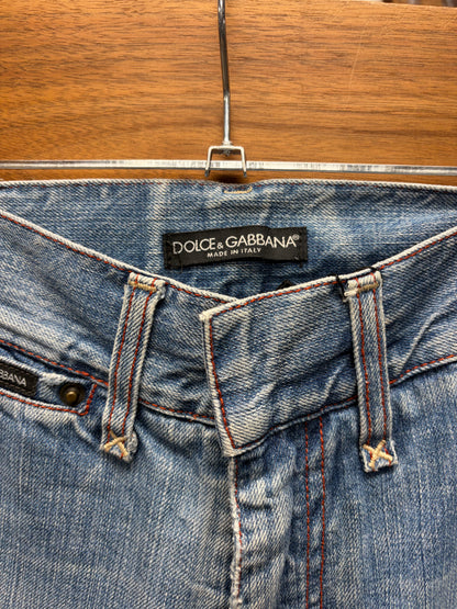 Dolce & Gabbana Washed Blue ‘D&G’ Embroidered Slash Logo Bootcut Denim