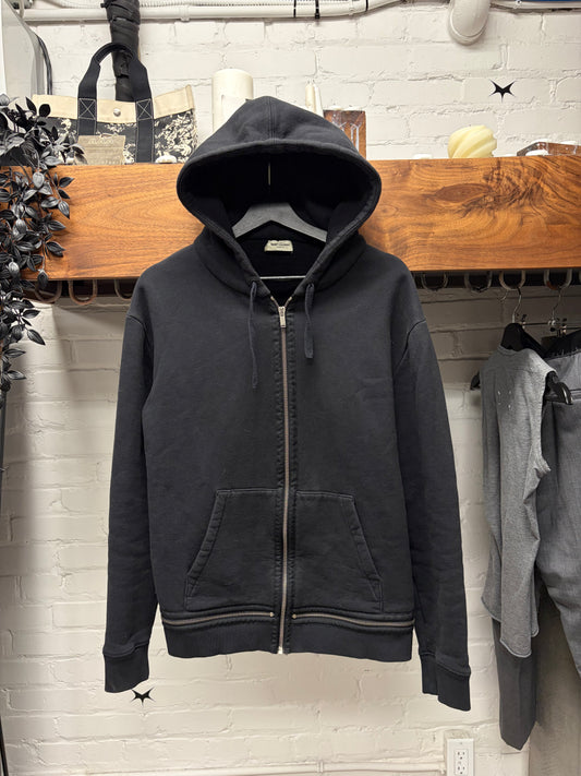 SS2018 Saint Laurent ‘Zipper Hem’ Black Drawstring Hoodie