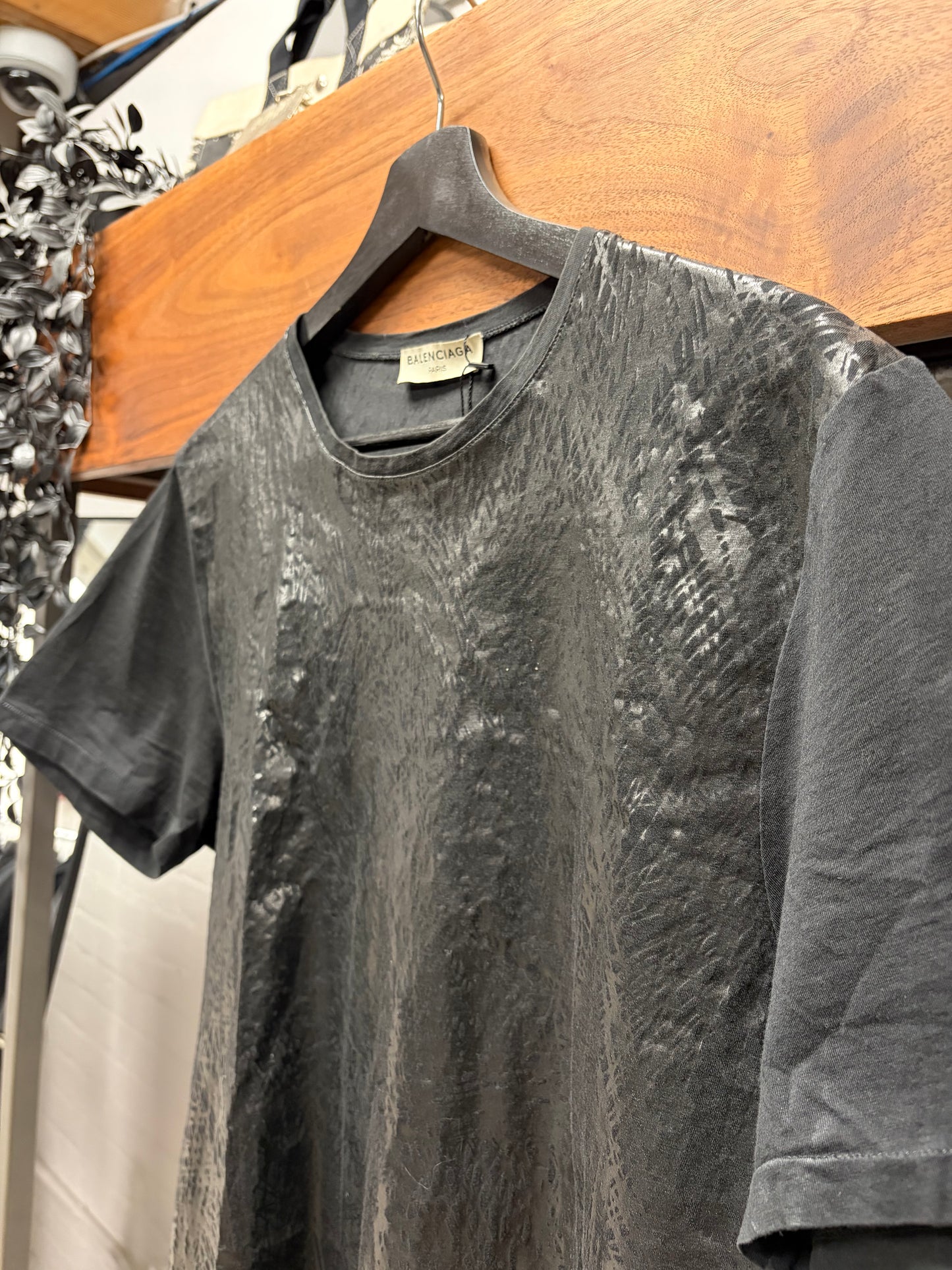 2013 Balenciaga ‘Waxed Finish’ Black T-Shirt