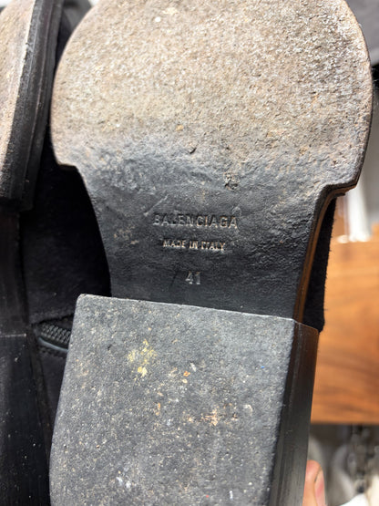 Balenciaga ‘Santiago’ Waxed Black Suede Pointed Toe Boots
