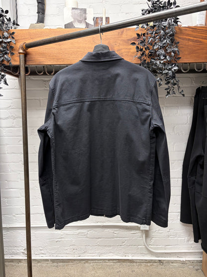 2000s Raf by Raf Simons Black Collared Zip-Up Work Jacket