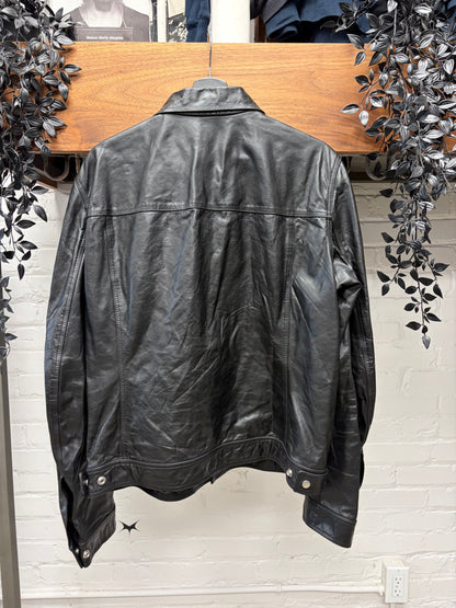 AW2020 Rick Owens ‘Performa’ Black Calfskin Leather Trucker Jacket