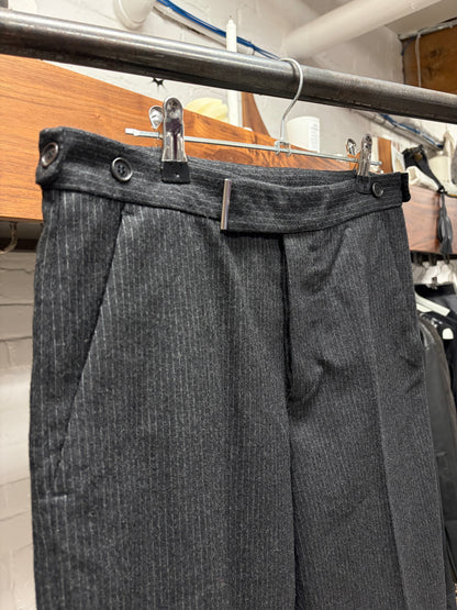 Vintage Helmut Lang Grey Wool Pinstripe Pleated Trousers