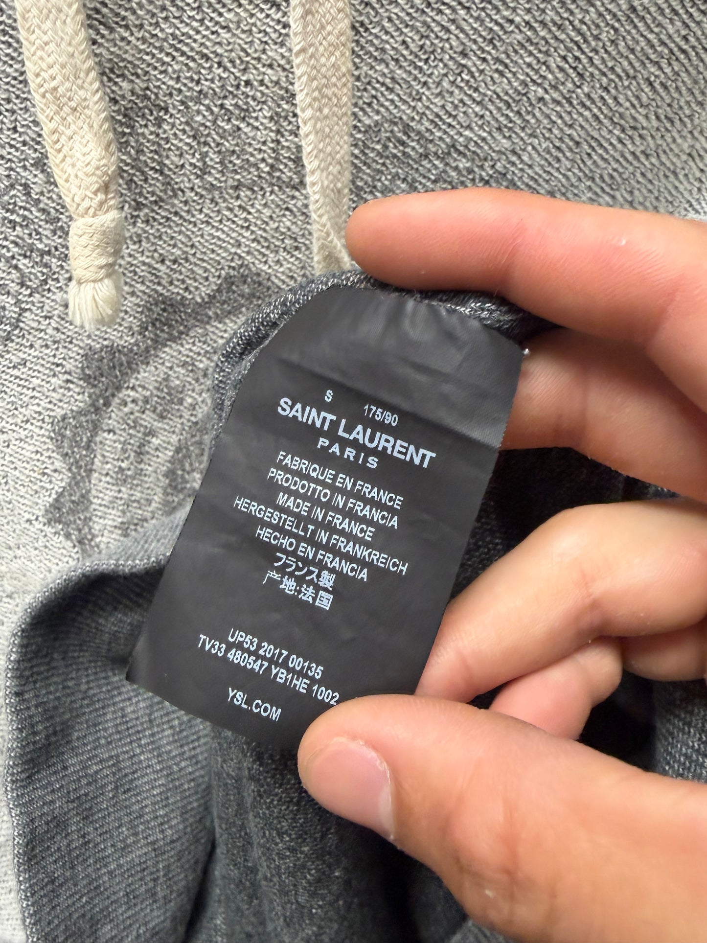 AW2017 Saint Laurent ‘YSL University’ Grey Pullover Hoodie