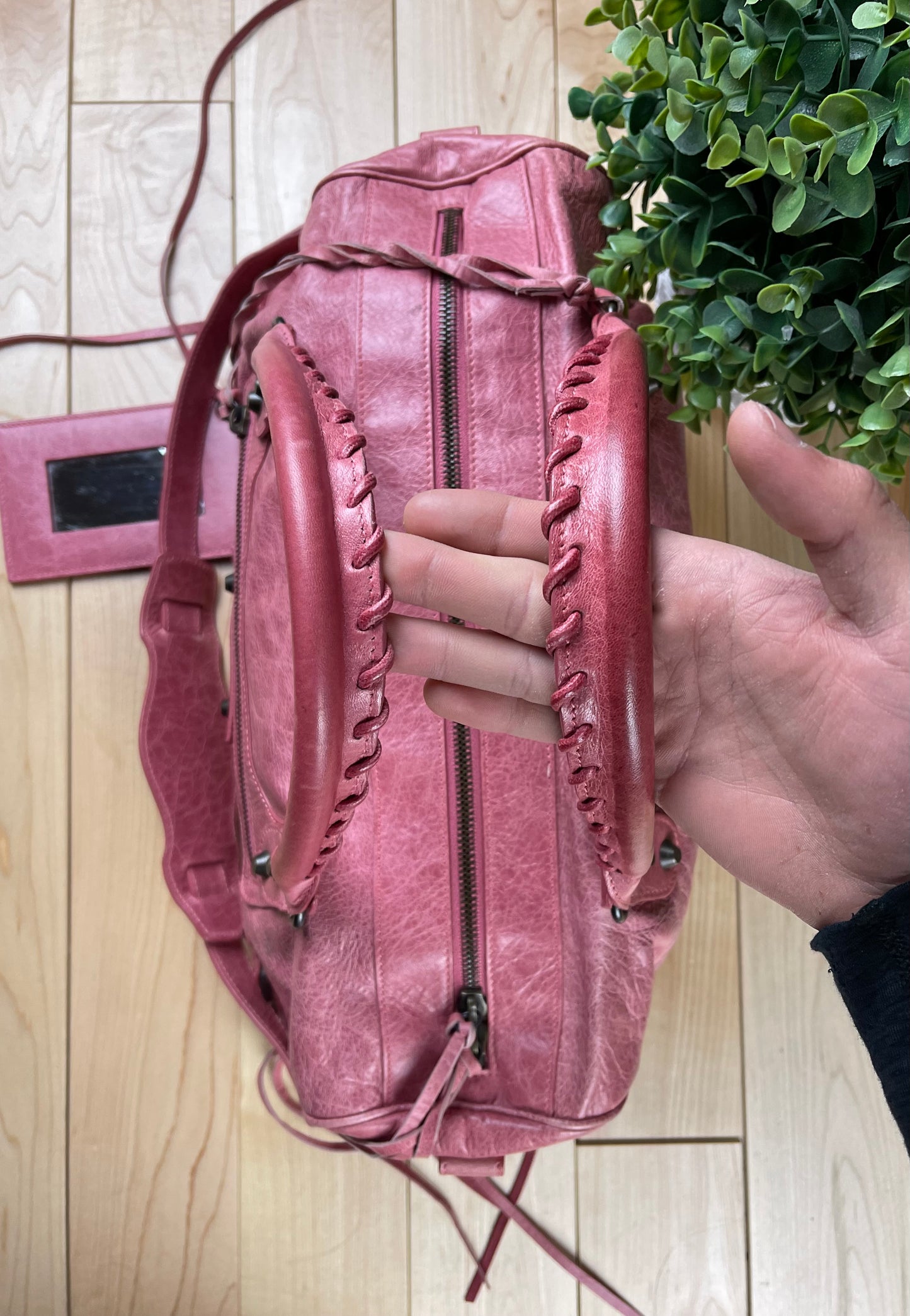 Balenciaga Twiggy Pink Leather City Bag